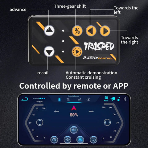 Remote and app interface for Mini 1:64 Scale Monster RC Truck With Lights, Rechargeable Alloy Shell, 2.4Ghz control
