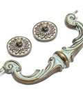 Four Piece 6 Inch Center Hole Pull Handles Set In Zinc Alloy Rustic Vintage Drop Down Bail Swing Dresser Pulls