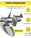 Stainless Steel 13 By 17 Inch Boat Propeller For Yamaha Outboard Engines 50 To 130 HP, 4 Blade, 15 Tooth, Right Hand