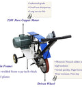Portable Belt Sander And Abrasive Grinder On Rolling Frame For Rust Removal And Wood Projects Features Killer 4000W Motor And Simple Handle Controls.