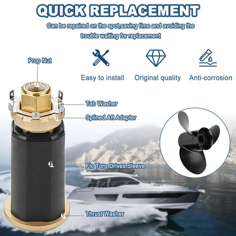 Flo Torq II Hub Kit For Mercury Outboard Engines And Mercruiser Alpha Bravo One Drives 60 To 300 HP Fits 15 Spline Propellers kit