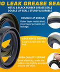 Detailed view of metal and rubber grease seals from Two Sets 5 On 4.5 Inch Trailer Hub Kit For 2000 Lbs Axles Fits 1 In Or 1-1/16 In Straight Spindles.