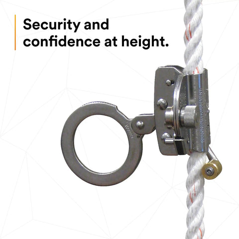 Protecta Rope Grab For 5/8-Inch Polyester And Polypropylene Lifeline Silver Mobile Follower Design With Cam Locking System