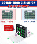 Small Parts Organizer And Hardware Storage Box Set Double Sided 34 Compartment Organizer With 24 Removable Dividers in use