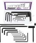 Guitar Allen Wrench Set With 13 Pieces For Precise Truss Rod And Nut Adjustments in open case, includes hex wrenches.
