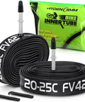 Two Pack 700c Road Bike Inner Tubes 700x20c To 700x25c With 42mm Presta Valve Butyl Rubber Includes Two Tire Levers For Quick Reliable Spare Tubes On Every Ride