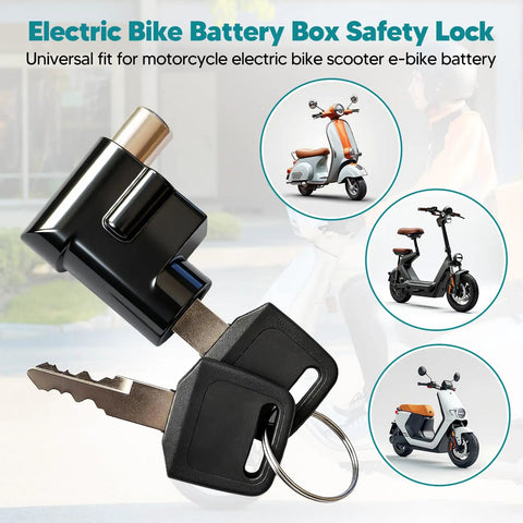 Heavy Duty Battery Box Lock For Electric Vehicles With 2 Keys Anti Theft Metal Lock Fits E Bike Electrombile And Motorcycle Easy Install Tamper Proof Cylinder Strong Security For Your Ride