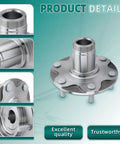 Two Front Wheel Hub Bearing Kits That Fit Toyota Tundra 2000 To 2006, Tacoma 1999 To 2004 2.7L, Sequoia 2001 To 2007 4.7L, And 4Runner 1996 To 2001 2WD With Lock Nut And Seal, shown close-up detail of metal hub construction