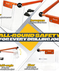 Heavy Duty Aluminum Drill Press Safety Guard Flip Up Shield with 180° rotation for 2 to 4 inch columns providing clear protection.