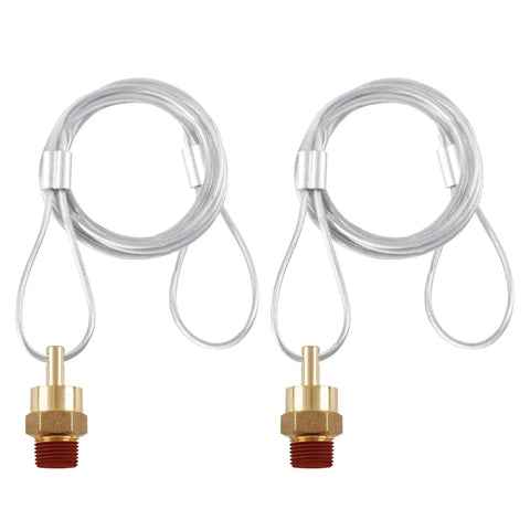 3/8 Inch Air Tank Drain Valve Plug With 60 Inch Cable Brass Replacement Part For Air Compressors, Cable Actuated Drain System, 2 Pack