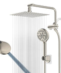 Pro Grade High Pressure 10 Inch Rain Shower Head Combo With Handheld, 11 Inch Extension Arm, brushed nickel finish