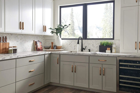 Modern kitchen with Emmeline Matte Black Metal Soap Dispenser 13 Oz Bottle, Refillable From Above The Deck, by the sink