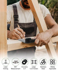 Man using Heavy Duty Stainless Steel Digital Angle Finder With Dual Scale Folding Ruler And Big Clear Screen for precision measurements in carpentry.