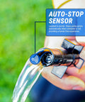 Close-up of auto-stop sensor on Heavy Duty Battery Powered Gas Transfer Pump With Smart Auto Shut Off No Drip Siphon Hose.