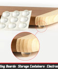 Transparent Adhesive Bumper Pads All In One 106 Piece Set with round cushions applied to cutting board corner.