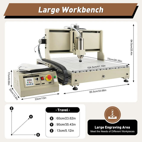 Pro-Grade CNC Router Engraving Machine 2200W High-Speed Milling Drill for wood, metal, plastic projects with large workbench