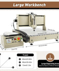 USB 4 Axis CNC Router Engraver Kit 6090 With Water Cooled VFD Spindle 2.2KW Handwheel Control Box and Aluminum Frame