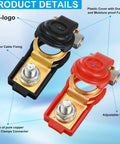 8 Piece Car Battery Terminal Clamps Set With Positive And Negative Cable Connectors Top Post With Plastic Covers For Cars Trucks And Vans Copper Construction Zinc Plated Durable Battery Cable Terminals, red and black