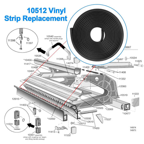 Vinyl Strip Replacement 10512 10 Foot 6 Inch For PRO 14 And 19 Siding Brake Replacement Kit DIY Friendly Upgrade shown with schematic.