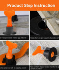 Product step instructions for Tile Leveling System Kit For Walls And Floors With 1000 Spacers And 200 Reusable Pins