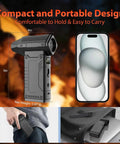 High Power 200000 RPM Electric Air Duster With LED Display And 8 Speed Settings next to smartphone and in pocket
