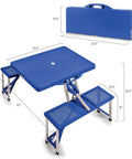 Folding Picnic Table With Benches For Four, Portable Camping Outdoor Table With Umbrella Hole, Royal Blue, 36.2 By 18 By 5.5 Inches