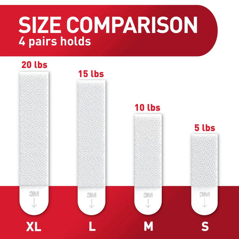 Heavyweight Picture Hanging Strips XL 20 Lb 16 Pairs 32 Strips White Adhesive Damage Free Hangers size comparison chart