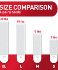 Damage Free Picture Hanging Strips For Walls, 4 Pairs That Hold Up To 4 Pounds Total, size comparison showing different load capacities