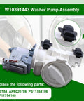 Washer Drain Pump Replacement Kit For Whirlpool Maytag Amana Washers W10391443 Replaces 3020184 AP6020786 PS11754106 EAP11754106 No Fuss Plug And Play Install Fits Models WFW70HEBW0 WFW80HEBC1 WFW80HEBW0 WFW8640BC0 WFW8640BC1 WFW8640BW0