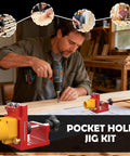 Man using Pocket Hole Jig Kit Ultra Light Carpentry Aid For DIY Enthusiasts With Beginner Friendly Setup And Joint Locator