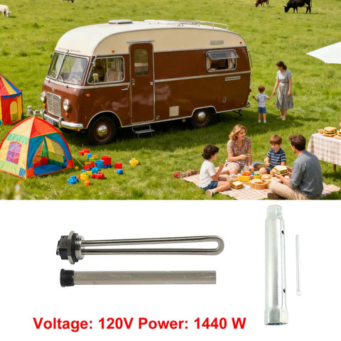 Water Heater Parts Replacement Bundle With Anode Rod And Sleeve For Campers Fits Most Electric RV And Camper Water Heaters 520900 520789 Replacement Kit Durable Heat Transfer Tube And Overheat Protection, 120V 1440W