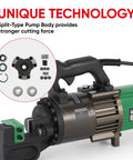 PEResQ 1 Inch Rebar Cutter Electric Hydraulic Steel Bar Shear 4 To 25Mm with visible split-type pump body for enhanced cutting force.