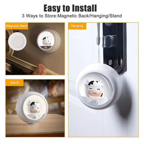 Motion Sensor Night Light With Rechargeable Battery And Magnetic Mounting Three Mounting Options For Easy Placement In Bedroom Or Bathroom Perfect Gift For Cat Lovers And Kids With Adjustable Brightness