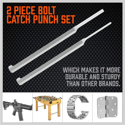 2-piece bolt catch punch set with durable steel design, part of Roll Pin Starter Punch Set 7 Piece For AR Builds With Hollow End.