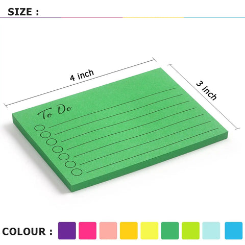 Green lined self-stick memo note from Colorful 3x4 Inch Lined Sticky Notes Pack With Nine Pads And Fifty Sheets Each