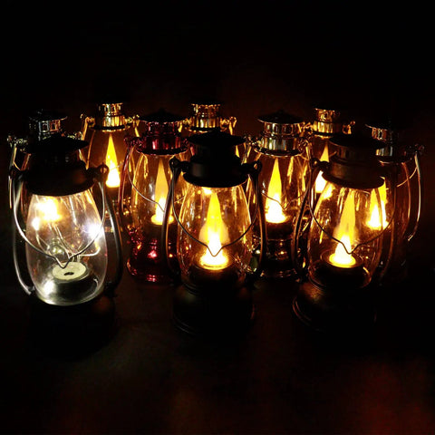 5.1 Inch Mini Lanterns Six Pack LED Candle Lanterns For Indoor Outdoor Decor with flickering warm flame in dark setting