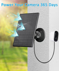 2 Pack Outdoor Solar Panel For Security Cameras With USB And USB C Charger IP65 Waterproof 360 Degree Adjustable Mount in use