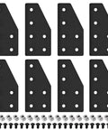 Eight Piece 2040 Aluminum Extrusion L Bracket Corner Joint Plates With 6 Holes V Slot T Slot Hardware Gear Kit Including T Nuts And Screws For Aluminum Profile 3D Printer Frame Black
