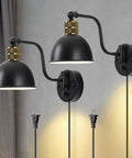 Two Pack Plug In Wall Sconces With Swing Arm Lamps And Dimmable Switch Farmhouse Industrial Vintage Lighting For Bedroom Reading And Living Areas Dope Look Cozy Vibe Black Finish
