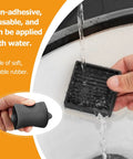 Non Slip Rubber Furniture Pads 8 Pack Black Square, water applied rubber pad being used for tight grip on furniture leg.