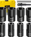 10 Piece Bolt Extractor Set For Damaged Or Rounded Bolts And Lug Nuts 1/2 Inch Drive Impact Wheel Lock Remover Kit shown with case