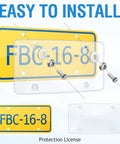 Installation graphic of Two Pack Clear License Plate Covers Unbreakable Bubble Protector with screws, showing transparency and fit.