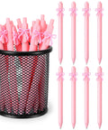 Pink Bow Pens Set 10 Pack Aesthetic Retractable Ballpoint Pens With Cute Bow Decor in mesh holder