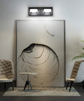 Two Lights Black Modern Bathroom Vanity Light With Acrylic LED Wall Fixture above large artwork in living area