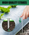 Person installing Six Inch Landscape Staples Set Of Fifty Durable 11 Gauge Garden Stakes For Plant Support And Weed Barrier Fabric