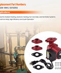 115V 1/6HP Water Circulator Pump With Rock Solid Cast Iron Housing For Radiant And Hydronic Heating Jobs Hassle Free Retrofit For Fan Coil Solar And Hot Water Lines Running Smooth As Butter with fittings and electrical cord.