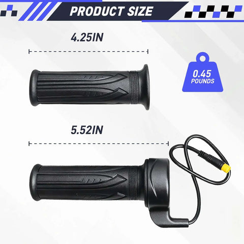 Full Twist Throttle Grip For Electric Bikes And Scooters 12V To 72V Universal 3 Pin Waterproof Connector Fits 22.2mm Handlebars For Ebikes Mountain Bikes And Trikes No Fuss Install