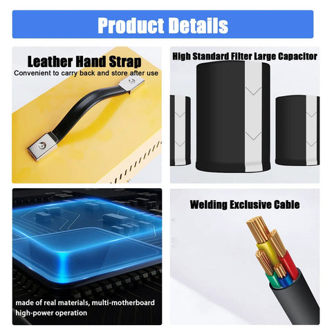 Product details of Jewelry Spot Welder With Foot Switch, Stand, Tweezers And Handheld Welder, featuring components and cables.