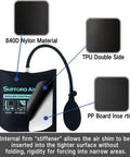 Diagram of Pro Grade Commercial Air Wedge Bag 2 Pack With Quick Release Pump, showing 840D nylon, TPU, and PP board materials.