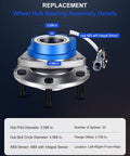 Set of 2 Front Wheel Hub Bearing Assemblies for Buick Century 1997-2005, Pontiac Bonneville 2000-2005, with ABS sensor details